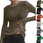 Stylish Women's Long Sleeve See Through Tops with Striped Design TShirts