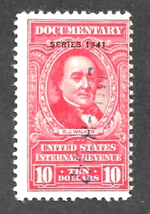 U.S. Revenue ~ Scott R328 ~ 1941 ~ $10 Red ~ DOCUMENTARY ~ Used - Picture 1 of 2