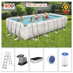 Piscina Fuori Terra Rettangolare Rigida 549x274x122 con Accessori Scaletta Pompa - Foto 1 di 15