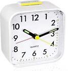 Quartz Alarm Clock With Night Light No Tick Snooze Silent Small Bedside Clocks