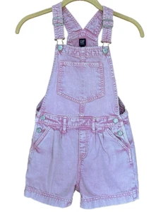 Gap Kids Girls Pink Denim Shorts Bib Overalls with Adjustable Straps Size 8 (M) - Picture 1 of 7