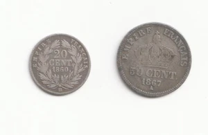 20 CENT. 1860 BB E 50 CENT 1867 A - NAPOLEON III - Picture 1 of 2