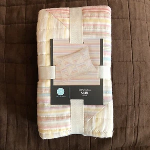 New MARTHA STEWART COLLECTION STANDARD PILLOW SHAM Flora Fauna Patchwork Quilted - Picture 1 of 4