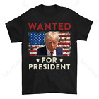 Wanted For President Donald Trump 2024 Vintage T-Shirt USA Flag Save America