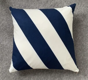 MULBERRY ‘Tipsy Stripe’ Navy & White Cotton Fabric Double Sided 17” NEW - Picture 1 of 1