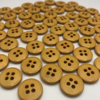 Vtg Orange Convex 4-hole  Buttons w/ Raised Edge 15mm Lot of 6 & 60 D807 - Image 1 of 4