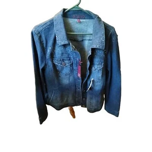GITANO Size 20W Classic DENIM Jean / Trucker-Style JACKET + Mirrors & Studs - Picture 1 of 6