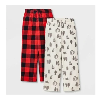 Pantalones de pijama Cat & Jack niños XS 4/5 rojo a cuadros pingüino polar paquete de 2 prendas de dormir Foto 1 de 4
