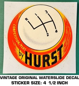 HURST COMPETITION PLUS - VINTAGE ORIGINAL WATERSLIDE DECAL STICKER - SHIFTER - Picture 1 of 2