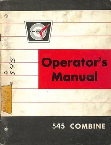 Cockshutt 545 Combine Operator's Manual Vintage Farm Equipment Guide - Picture 1 of 2