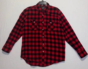 Vintage Cactus Man Buffalo Flannel Mens Long Sleeve Pearl Button Up Shirt - Picture 1 of 11