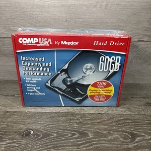 Vintage CompUSA Maxtor Hard Drive HDD 60Gb 7200rpm Ultra ATA /133 ~New Sealed - Picture 1 of 6