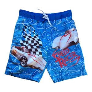 SPEED RACER Youth Boys Blue Novelty Swim Trunks 12/14Y Race Car Racing Cartoon - Picture 1 of 10