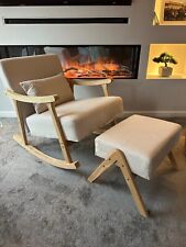 Experience Ultimate Comfort with Our Nordic Wooden Rocking Chair & Foot Stool in