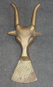 Vintage Heavy Brass Boot Jack/Doorstop BULL Steer Longhorn Western Great Patina - Picture 1 of 8
