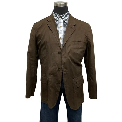 L Vtg GAP Blazer Mens Brown Cotton Sport Coat Jacket Three Button Self-Striped - Image 1 of 4