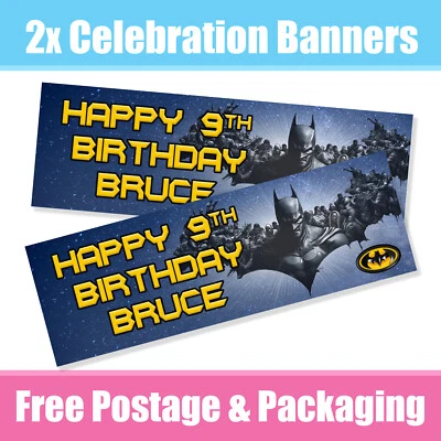 Banners Batman Personalizados Cumpleaños/Celebración - Cualquier Nombre y Edad x 2  Foto 1 de 3