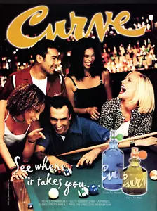 Vintage 00er CURVES KÖLN PARFÜM MAGAZIN DRUCKANZEIGE Billard Bar Nachtleben Pinup - Bild 1 von 1