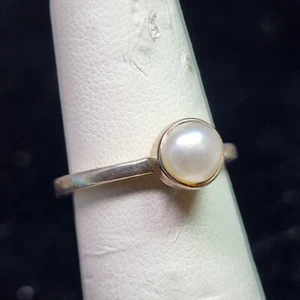 925 Sterling Silber Ring mit weißen Perlen Gr. 5 - Bild 1 von 3