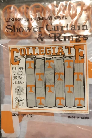 Tennessee Vols Logo Clear Vinyl Shower Curtain 70x72  Rings UT Volunteers Orange Cover