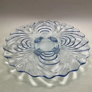 Cambridge Caprice Moonlight Blue 4 Toed Cabaret / Cake Plate 11 3/4" - Picture 1 of 5