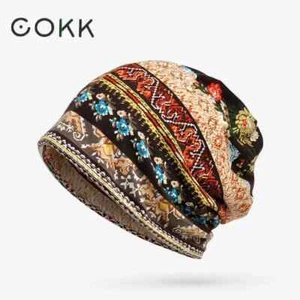 Blumen Beanie Boho Print Warm Strickmütze Freizeit Stirnband Elastisch Totenkopf Mütze Mode - Bild 1 von 26