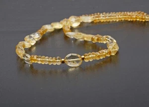 18 Inch Best Citrine Necklace Adjustable Length Faceted Beads 925 Silver Closure - Picture 1 of 10
