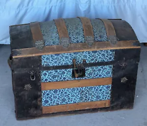Antique Victorian Steamer hump back Trunk Chest - Picture 1 of 7