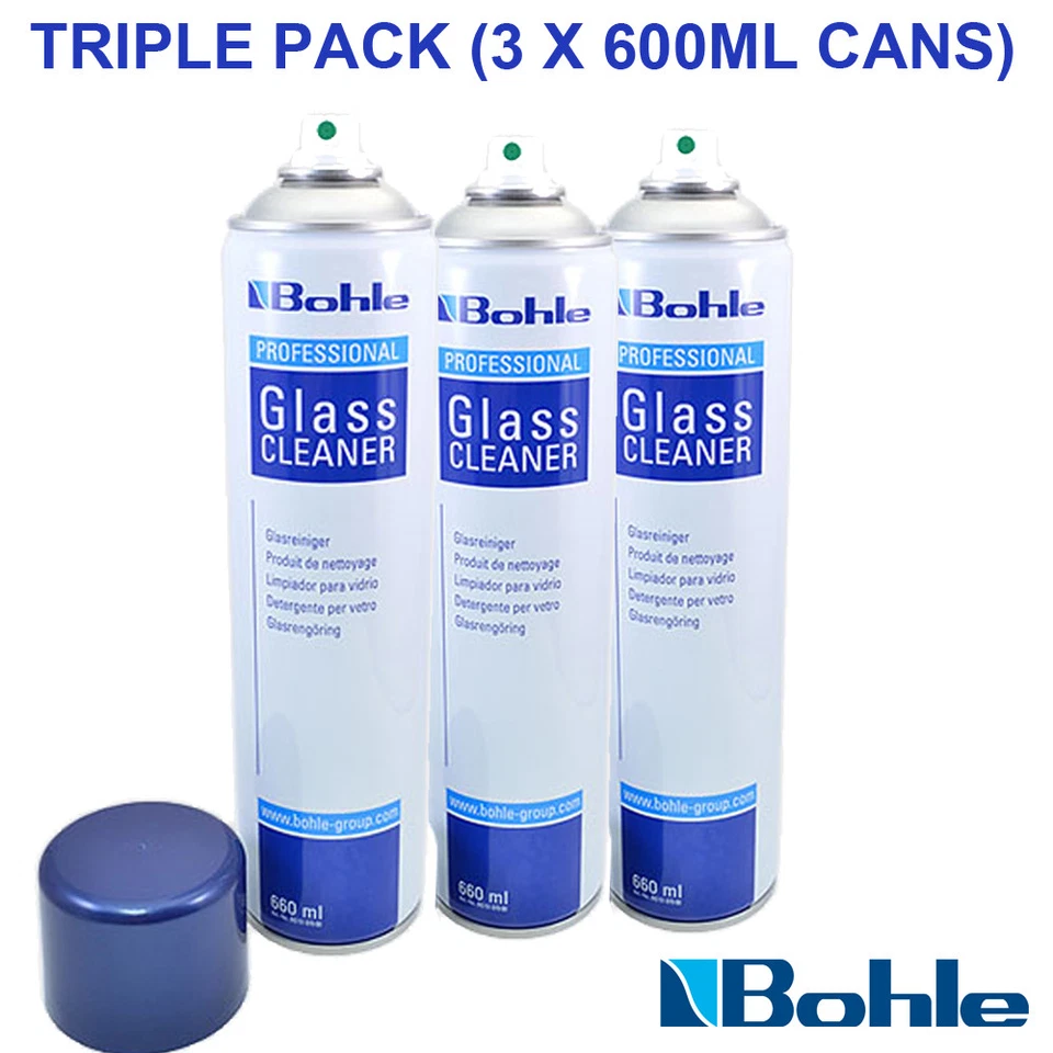 Pack of 3 Bohle Professional Glass Window Mirror Cleaner Spray 600ml Bottles - Image 1 of 1