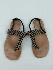 Jeffrey Campbell Vintage Chess Jewelry Black Patent Leather Slingback Flat Sz 7 - Picture 1 of 5