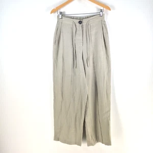 Isle of mine womens wide leg pants size S high waist linen beige stretch 108443 - Picture 1 of 13