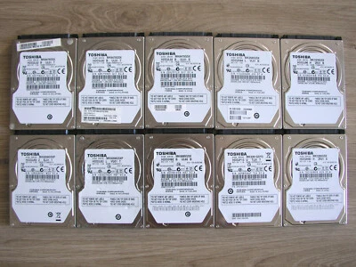 Lot of 10 assorted Toshiba 2.5" laptop SATA Hard drives HDD 640GB 500GB 320GB - Image 1 of 4