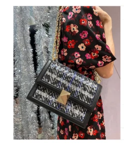 KATE SPADE DECO PLAID TWEED CHAIN SHOULDER BAG MSRP$478 Effortless Gift - Picture 1 of 16