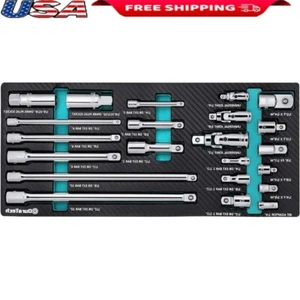 22-Piece Drive Tool Set Socket Extensions Adapters Universal Joints Cr-V Steel - Picture 1 of 8