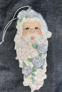 Kurt S. Adler Santa Head Silver Rose  Ornament Resin 5” - Picture 1 of 11