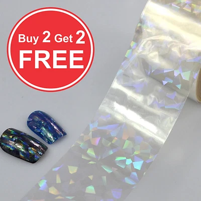 Transfer Foil Holographic 20x4cm Clear Nail Art Glitter Stickers 3D Nails UK - Image 1 of 4