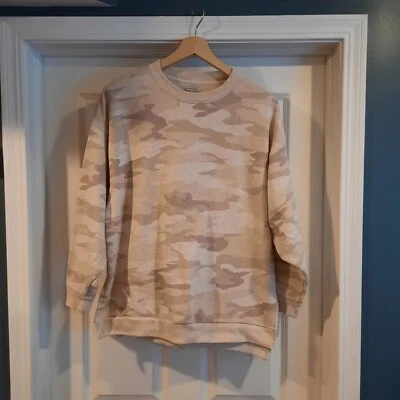 Sudadera American Eagle Mujer Mediana Beige Camuflada Suéter Talla Grande Jegging Fit Foto 1 de 4