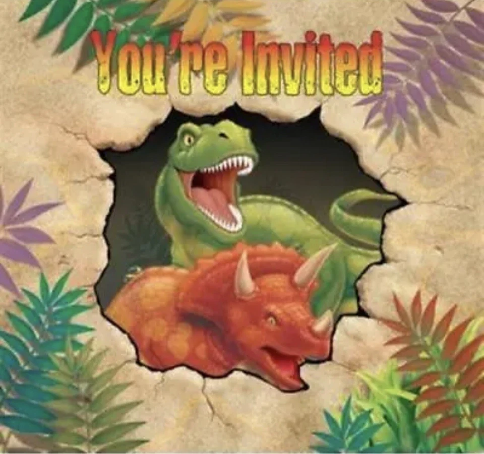 Dino Blast Gatefold Invitations 8 Pack Dinosaur Birthday Party Decoration - Image 1 of 1