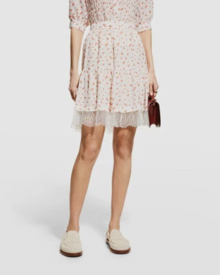 Minifalda para mujer See By Chloe blanca cereza con dobladillo de encaje en capas talla 38FR/6US de $400 Foto 1 de 4