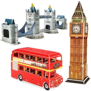  3D Puzzles EPS Foam board Educational creative, No Glue -  Tour of London Bus - Picture 1 of 3