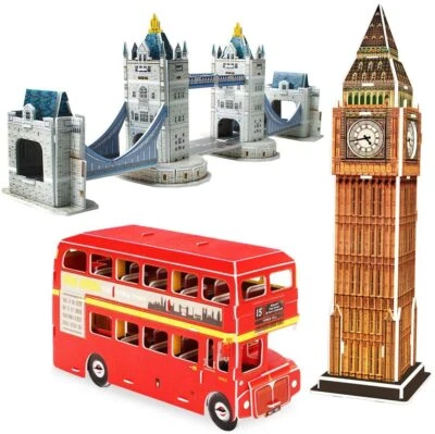 3D Puzzles EPS Foam board Educational creative, No Glue -  Tour of London Bus - Image 1 of 3