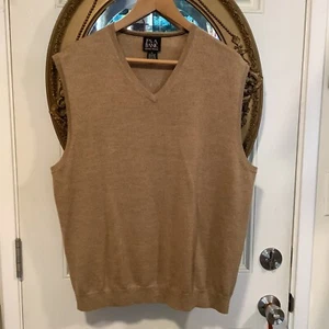 Jos. A. Banco Beige Lana Merino Ligero Suéter Chaleco L Streetwear Abuelo - Imagen 1 de 5