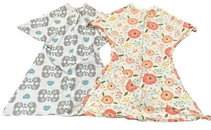 2 Zipadee Zip Swaddle Transition SMALL 4-8 Months Flowers Elephant Sleeping Baby - Picture 1 of 8