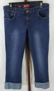 Arizona Jean Co Girls Blue Denim Boot Cut Cuffed Ankle Jeans Size 18.5 Plus - Picture 1 of 3