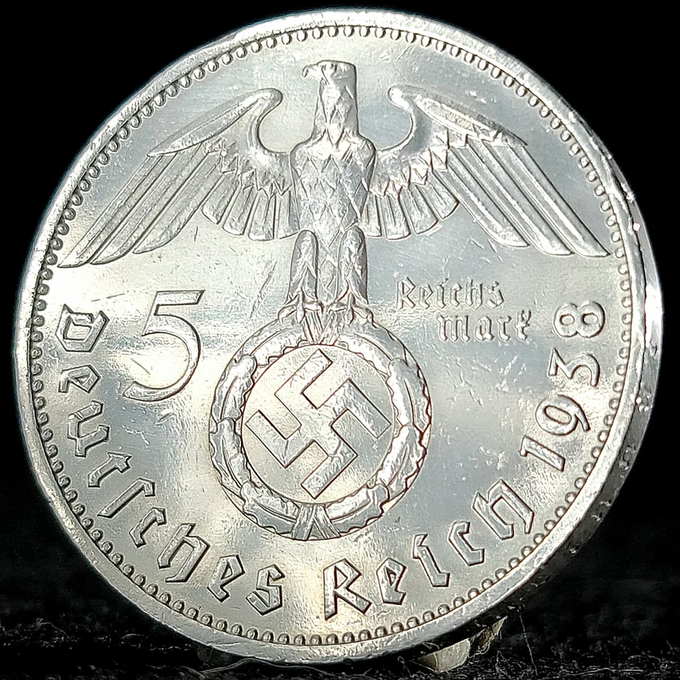 Alemania nazi *Hermosa* Genuina Segunda Guerra Mundial Tercer Reich 5 Reichsmark 90% Moneda de Plata Foto 1 de 4