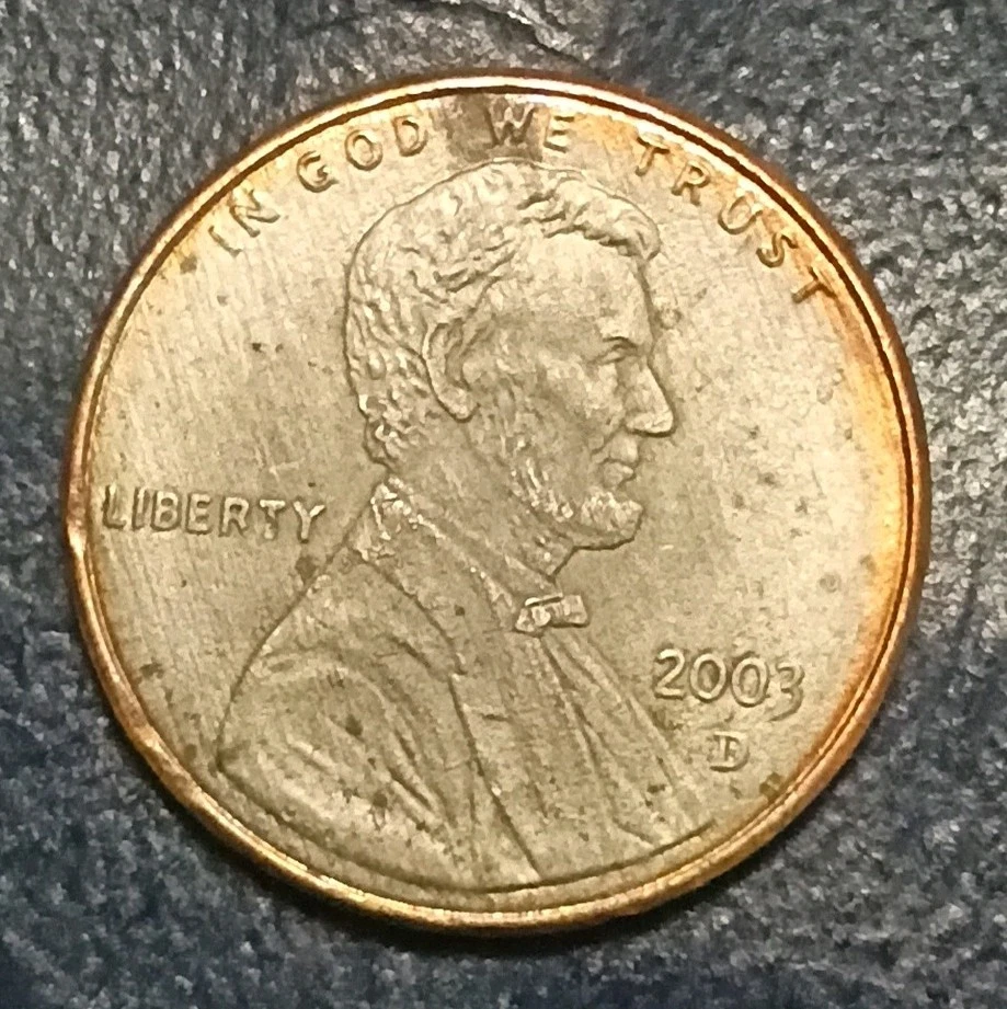 Rare 2003 Lincoln Cent Missing Copper Coating Unique Mint Error - Image 1 of 3