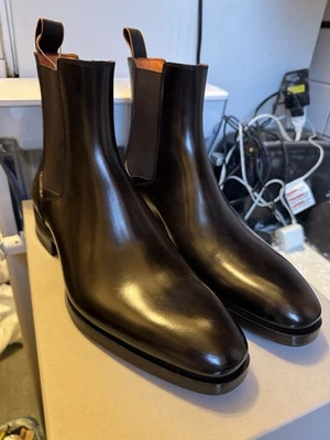 Botas Chelsea Santoni Black Beatle para hombre EE. UU. 8D se adapta a 8,5 - 9 N Mi Italia NUEVAS Foto 1 de 4