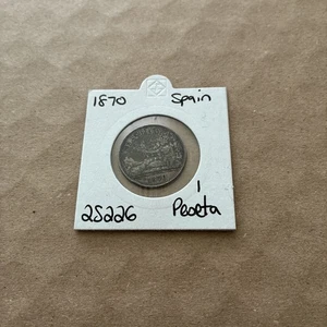 1870 Spain 1 Peseta Silver Coin (25226) - Picture 1 of 4