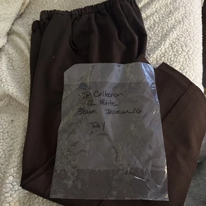 JM Collection Women's Brown Woven Casual Leg Pull-On Pants Size 12p - Picture 1 of 6