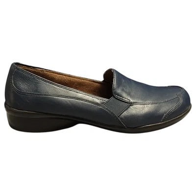 Mocasín de mano Natural Soul plano para mujer EE. UU. 6,5 M cuero azul marino cómodo sin cordones Foto 1 de 4